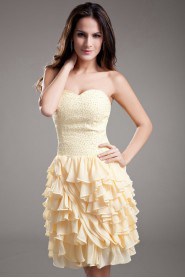 Chiffon Sweetheart Short Dress with Embroidery