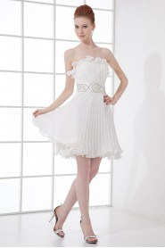 Chiffon Strapless Short Dress with Sash and Sequins