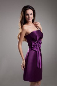 Satin Strapless Short Bow Dress