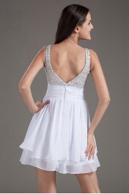 Chiffon Sweetheart White Short Dress with Sequins