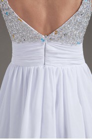 Chiffon Sweetheart White Short Dress with Sequins