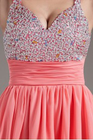 Chiffon Sweetheart Pink Short Dress with Sequins