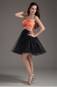 Organza Sweetheart Short Dress with Embroidery