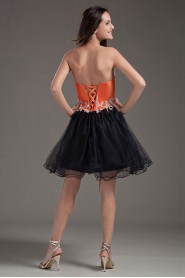 Organza Sweetheart Short Dress with Embroidery