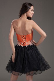 Organza Sweetheart Short Dress with Embroidery