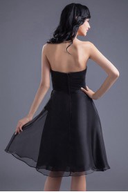 Chiffon Strapless Knee Length Dress with Hand-made Flower