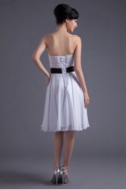 Chiffon Strapless Knee Length Dress with Sash