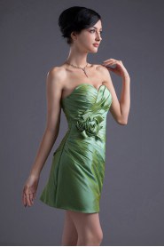 Taffeta Sweetheart Short Dress with Hand-made Flower