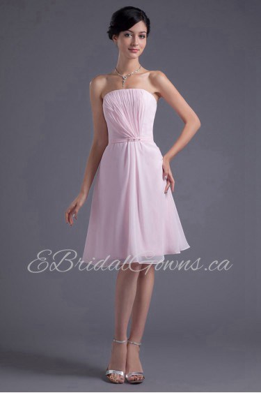 Chiffon Strapless Short Dress with Sash