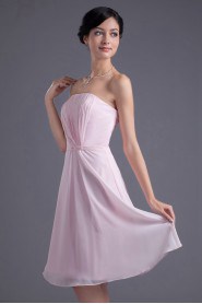 Chiffon Strapless Short Dress with Sash