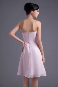 Chiffon Strapless Short Dress with Sash