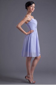 Chiffon Short Dress with Crisscross Ruched Bodice