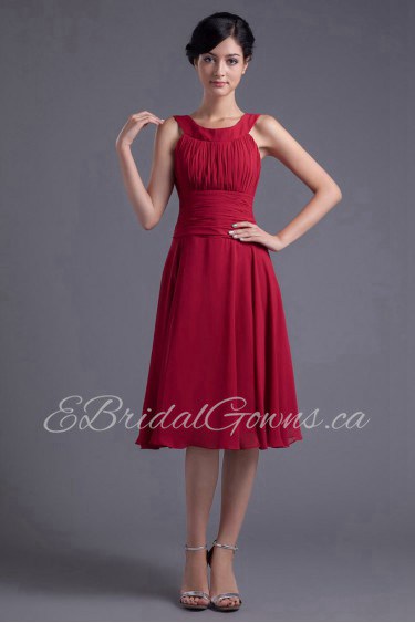 Chiffon Scoop Knee Length Dress