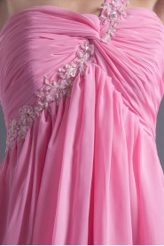 Chiffon One Shoulder Short Dress with Embroidery