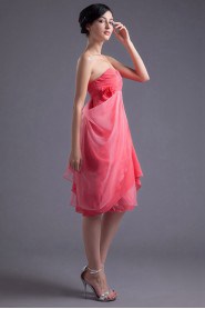 Chiffon Sweetheart Short Dress with Hand-made Flower