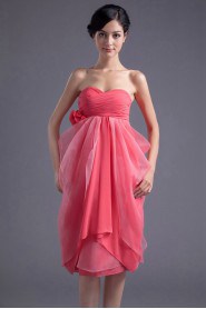 Chiffon Sweetheart Short Dress with Hand-made Flower