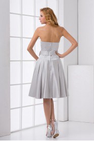 Satin Strapless Sheath Knee Lnegth Dress with Sash