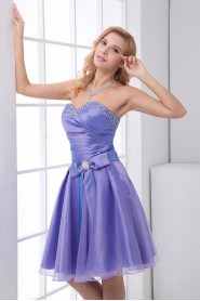 Organza Sweetheart Sheath Knee Lnegth Dress with Sequins