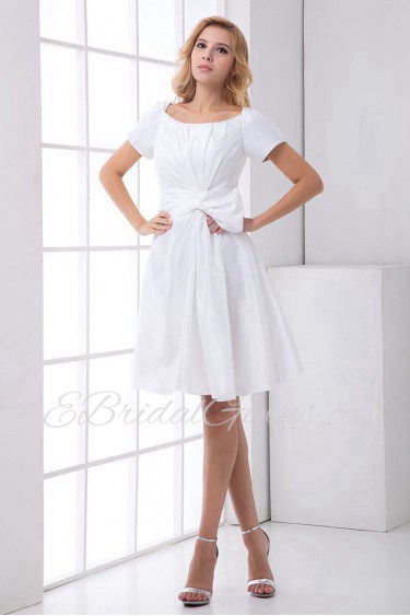 Taffeta Scoop A Line Knee Lnegth Short Sleeve Dress