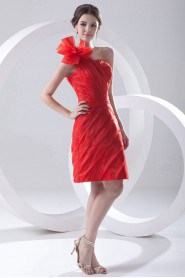 Organza Asymmetrical A Line Short Dress with Hand-made Flower