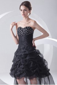 Organza Strapless A Line Short Dress with Embroidery