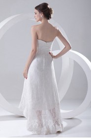 Lace Strapless A Line Tea-Length Dress