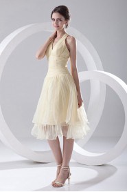 Organza Halter Knee Length Dress