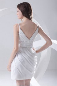 Chiffon V Neckline Short Beaded Dress