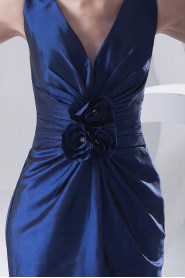 Taffeta Short Dress with Hand-made Flowers