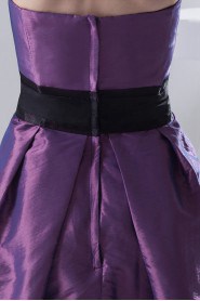 Taffeta Scoop Knee Length Dress with Sash