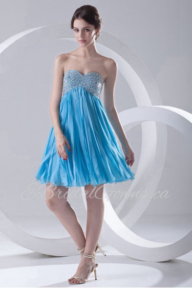 Chiffon Sweetheart Short Dress with Sequins