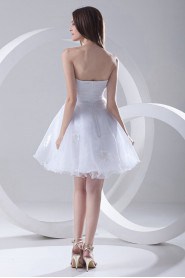 Organza Sweetheart Short Dress with Hand-made Flower