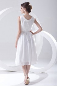 Chiffon Jewel A Line Tea-Length Dress with Embroidery