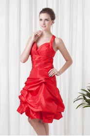 Taffeta Halter Knee Length Dress