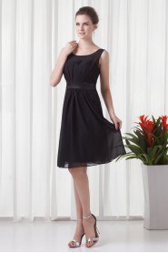 Chiffon Scoop Short Dress with Sash