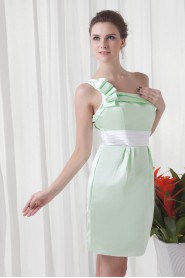 Satin One Shoulder Short Dress with Sash