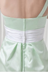 Satin One Shoulder Short Dress with Sash