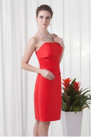 Satin Strapless Knee Length Dress