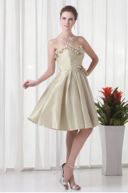 Taffeta Sweetheart Knee Length Dress with Embroidery