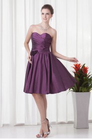 Taffeta Sweetheart Short Dress with Gathered Ruched Bodice