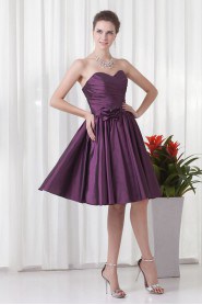 Taffeta Sweetheart Short Dress with Gathered Ruched Bodice