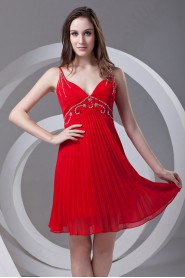 Chiffon V Neckline Short Dress with Sequins