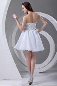 Organza Sweetheart A Line Short Dress with Hand-made Flowers