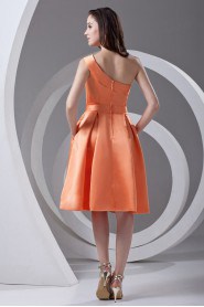 Satin Asymmetrical Knee Length Dress with Sash