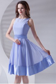 Chiffon Jewel Knee Length Dress with Sash