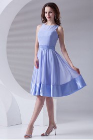 Chiffon Jewel Knee Length Dress with Sash