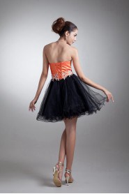 Taffeta and Net Sweetheart Short A Line Dress with Embroidery