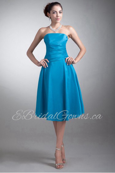 Taffeta Strapless Knee Length Dress