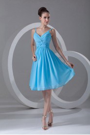 Chiffon Knee Length Dress with Embroidery