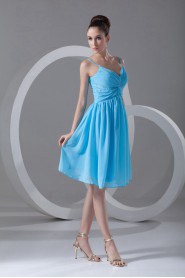 Chiffon Knee Length Dress with Embroidery